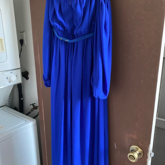 Royal Blue Dress with attached gold belt - Picture 4 of 4